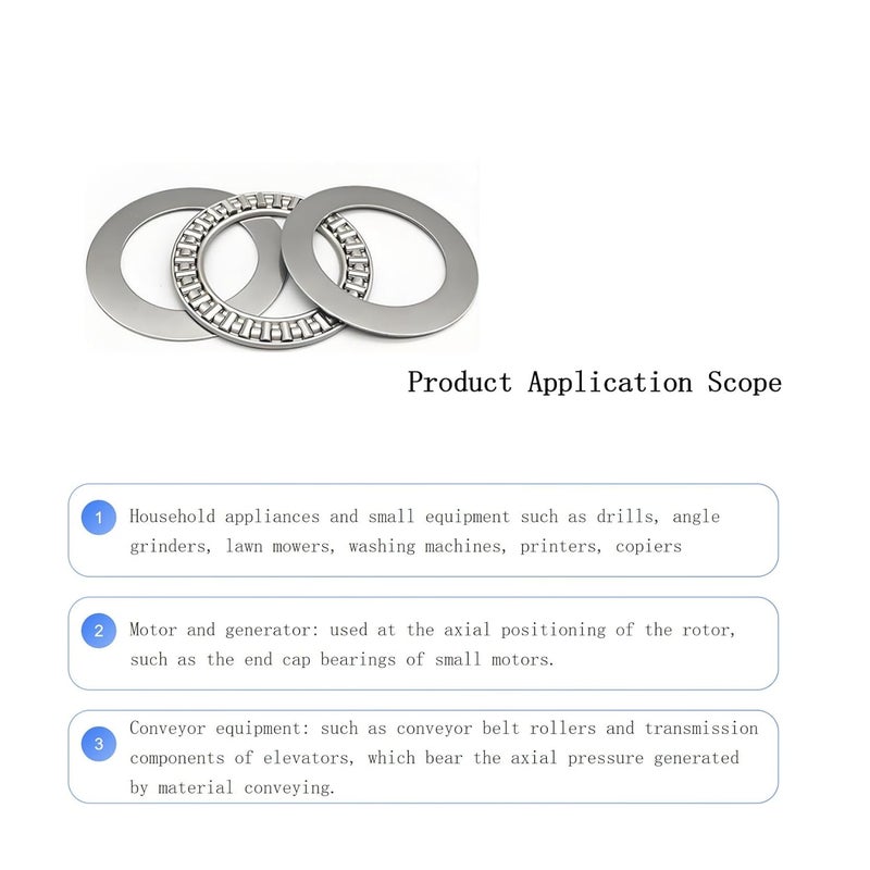 RPS-IND 2 PCS AXK7095 High Precision Thrust Needle Roller Bearings with Washers - Bearing Steel Material - Image 3